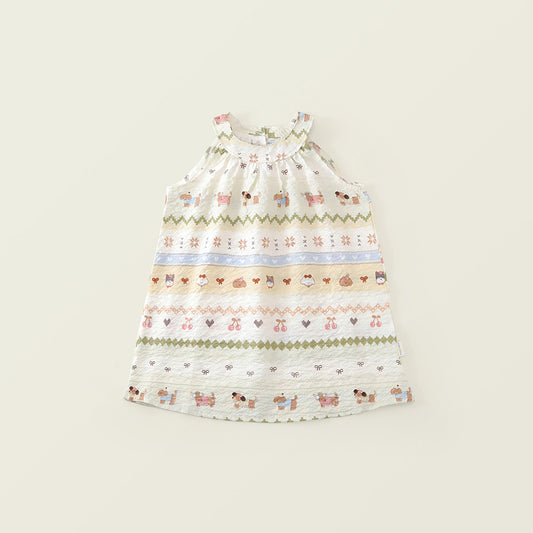 Girls' Cartoon Print Halter Dress -K6126245