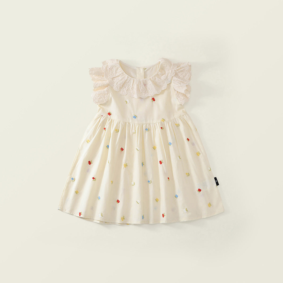 Toddler Girl Lace Ruffle Floral Embroidery Sleeveless Dress -K6126105