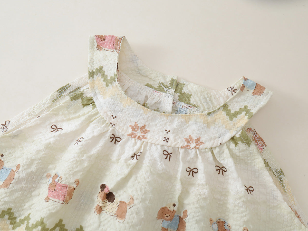 Girls' Cartoon Print Halter Dress -K6126245