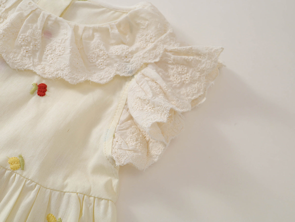 Toddler Girl Lace Ruffle Floral Embroidery Sleeveless Dress -K6126105