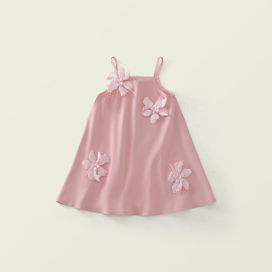 Girls' 3D Floral Appliqué Slip Dress (2 Colors) -K6126037
