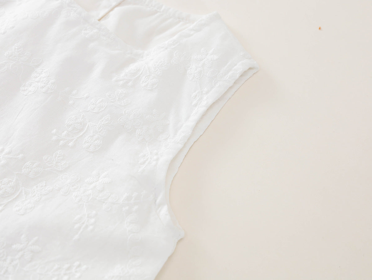 Girls' White Top & Check Pants Set -K6126069