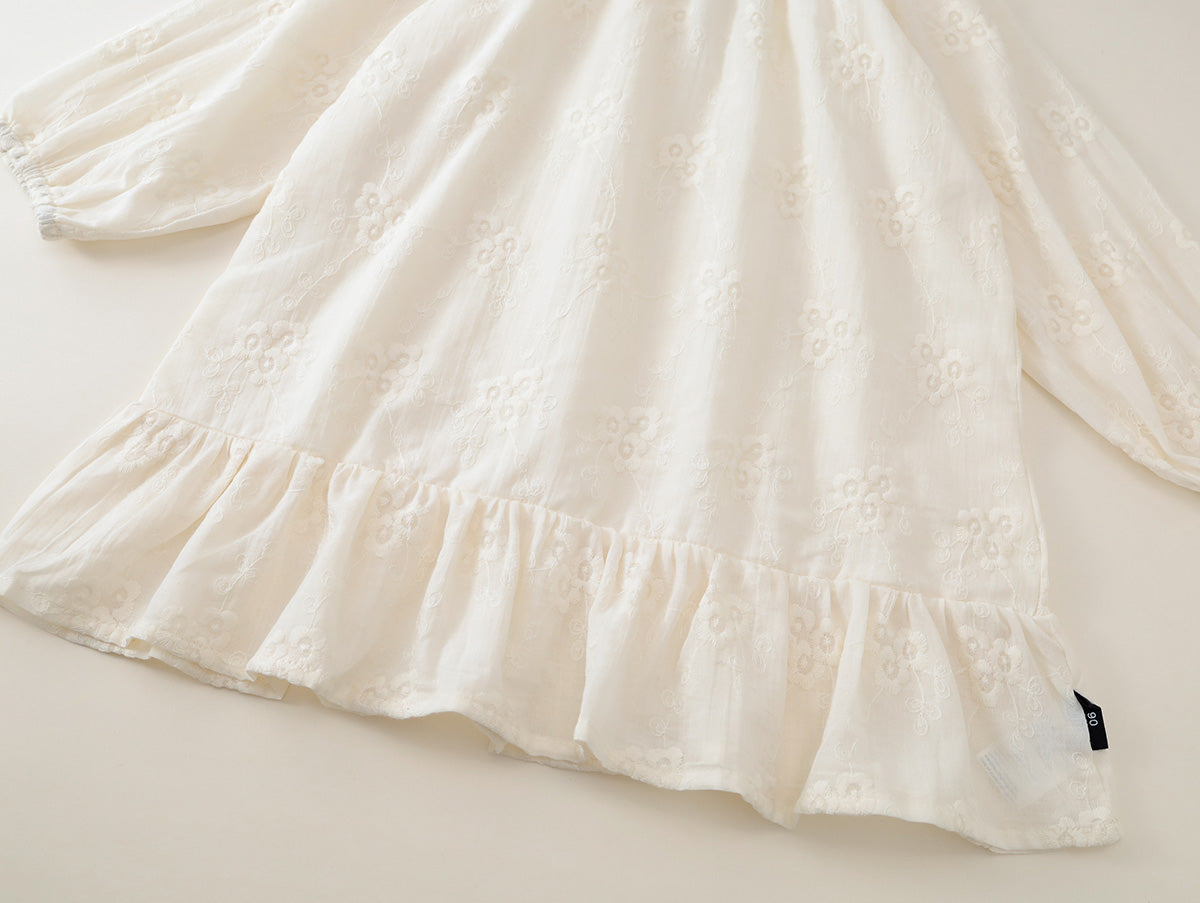 Girls' Floral Embroidered Ruffle Dress -K6136098
