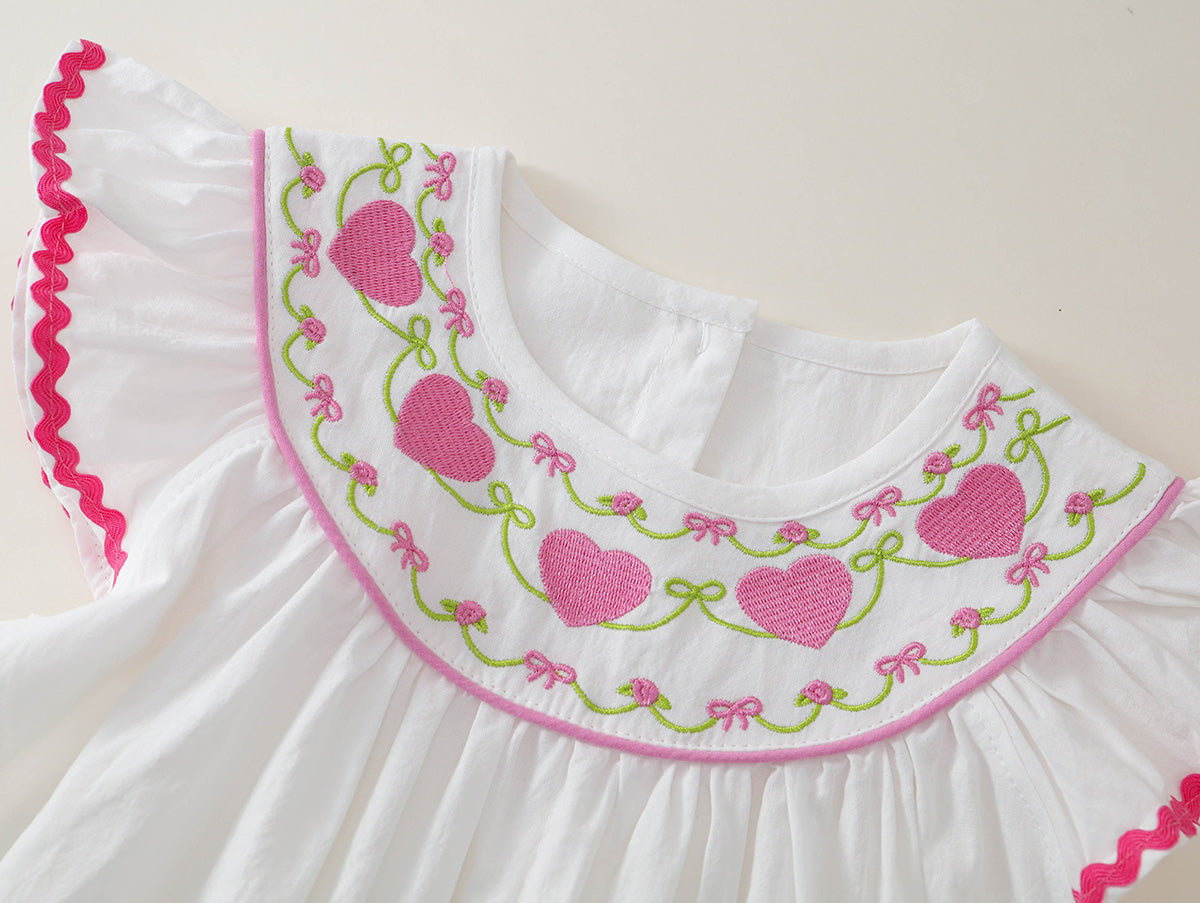Girls' Embroidered Yoke Dress in Gingham & Solid (2 Colors) - K6126100