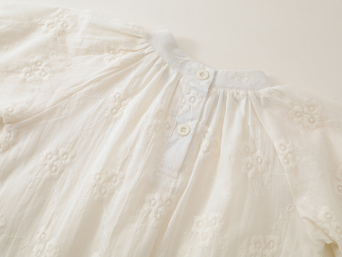 Girls' Floral Embroidered Ruffle Dress -K6136098