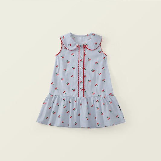 Girls' Cherry Print Sleeveless Dress - K6126150