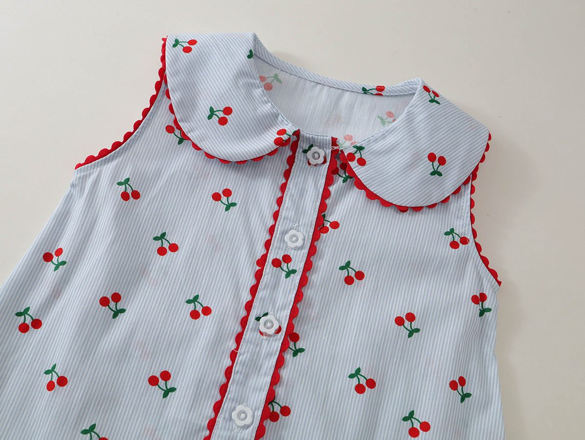Girls' Cherry Print Sleeveless Dress - K6126150