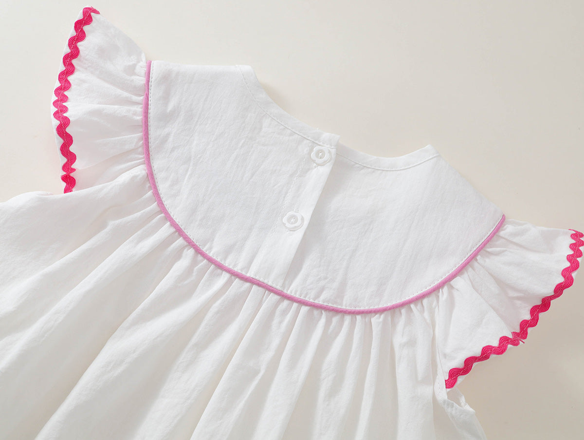 Girls' Embroidered Yoke Dress in Gingham & Solid (2 Colors) - K6126100