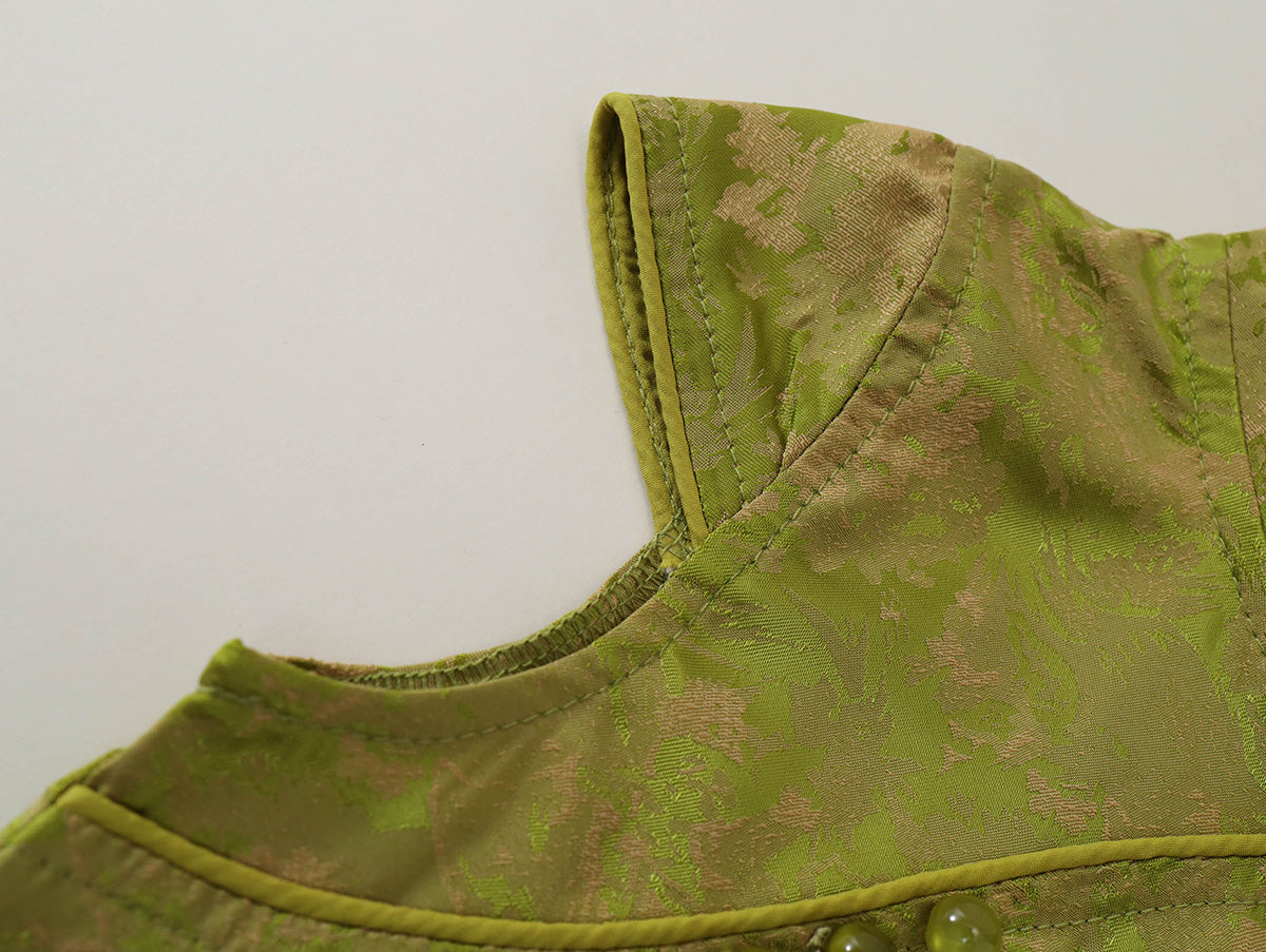 Girls' Green Jacquard Cheongsam Dress -K6126173