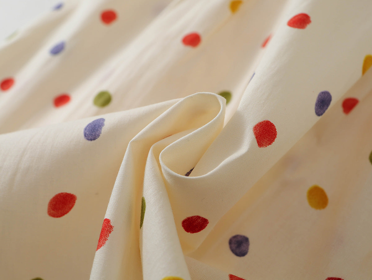 Girls' Colorful Polka Dot Dress with Peter Pan Collar -K6126065