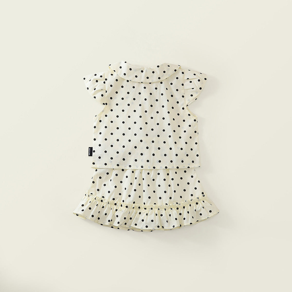 Girls' Polka Dot Peter Pan Collar Top & Ruffle Skirt Set -K6126082