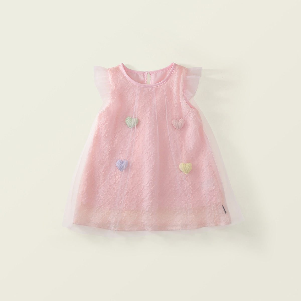 Girls' Tulle Overlay Dress with 3D Heart Appliqués (2 Colors) -K6126062