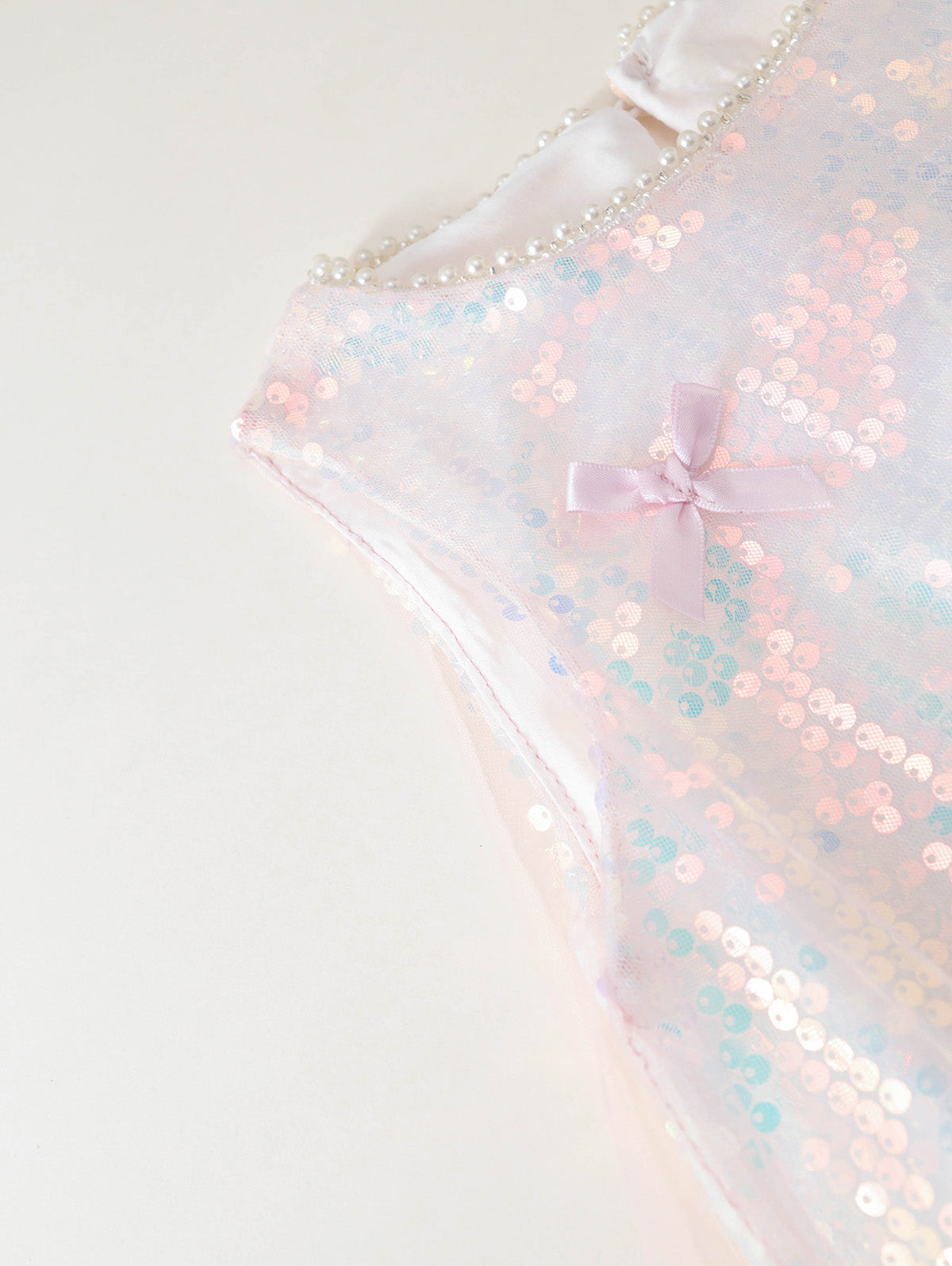 Girls' Iridescent Sequin Dress with Tulle Ruffle Hem -K6126035
