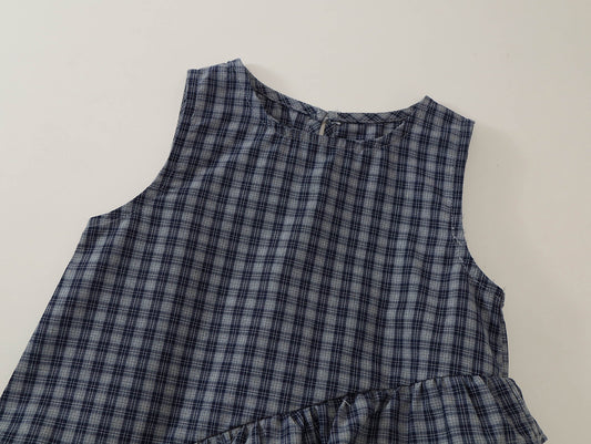 Girls' Plaid Ruffled Sleeveless Dress -K6126163