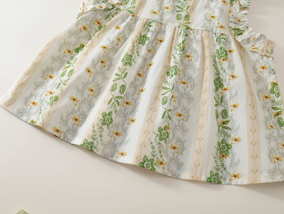 Girls' Embroidered Floral Top & Ruffle Hem Shorts Set-K6126009
