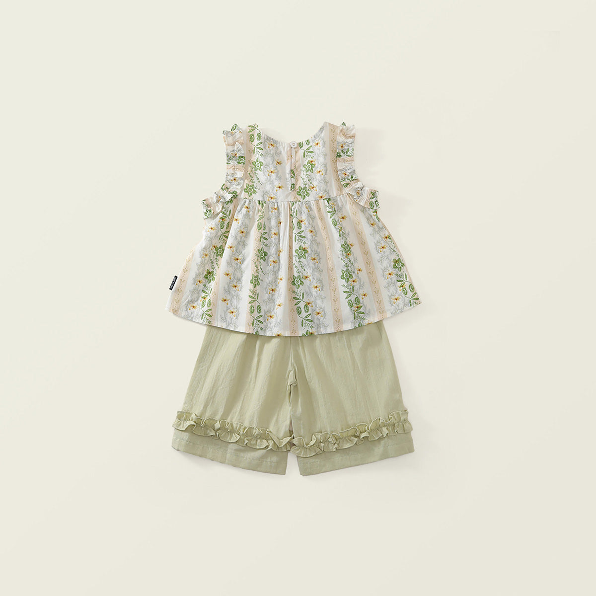 Girls' Embroidered Floral Top & Ruffle Hem Shorts Set-K6126009