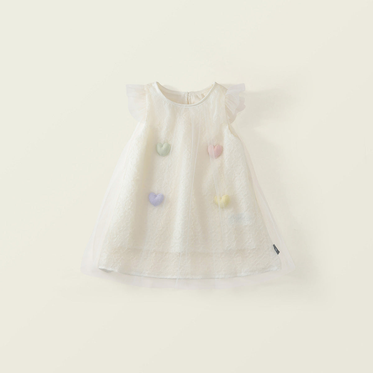 Girls' Tulle Overlay Dress with 3D Heart Appliqués (2 Colors) -K6126062