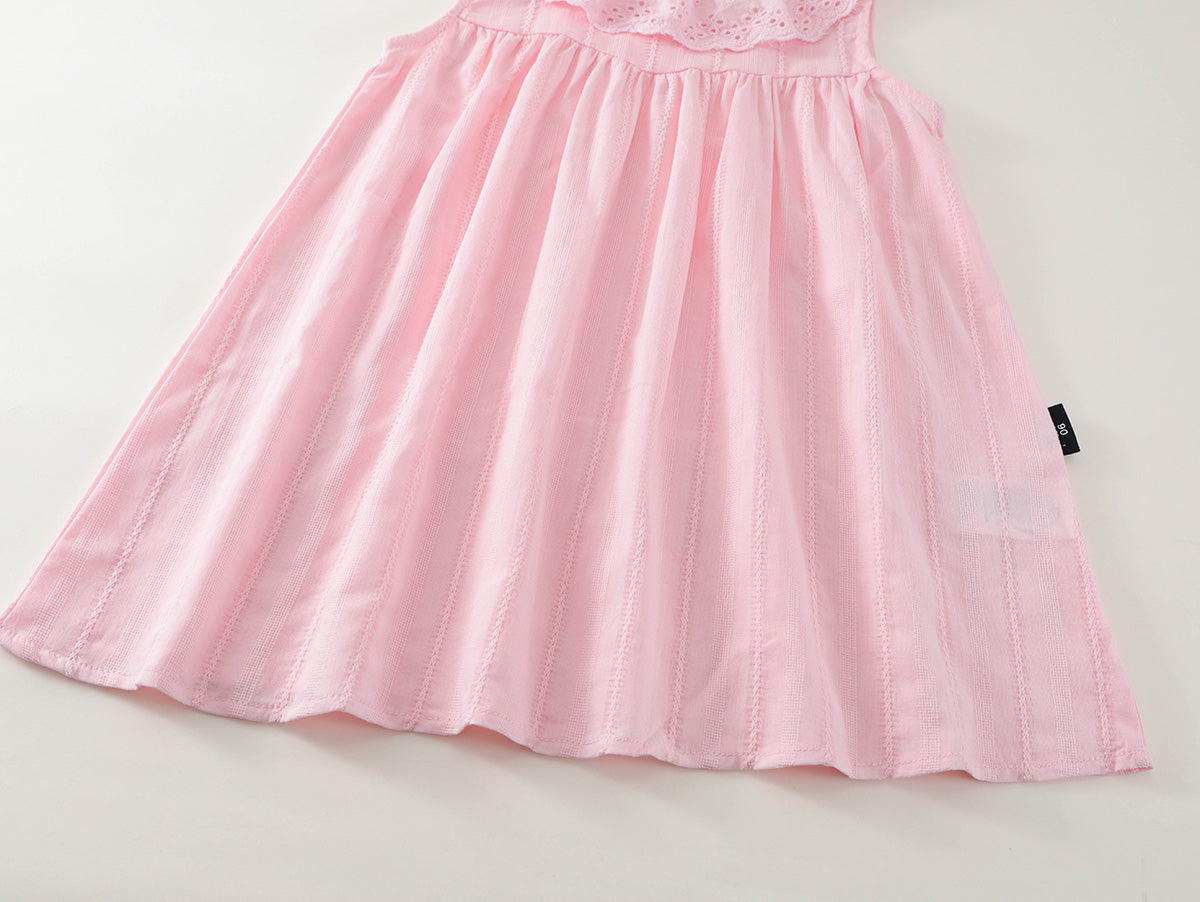 Girl's Eyelet Lace Trim Toddler Summer Dress -K6126058