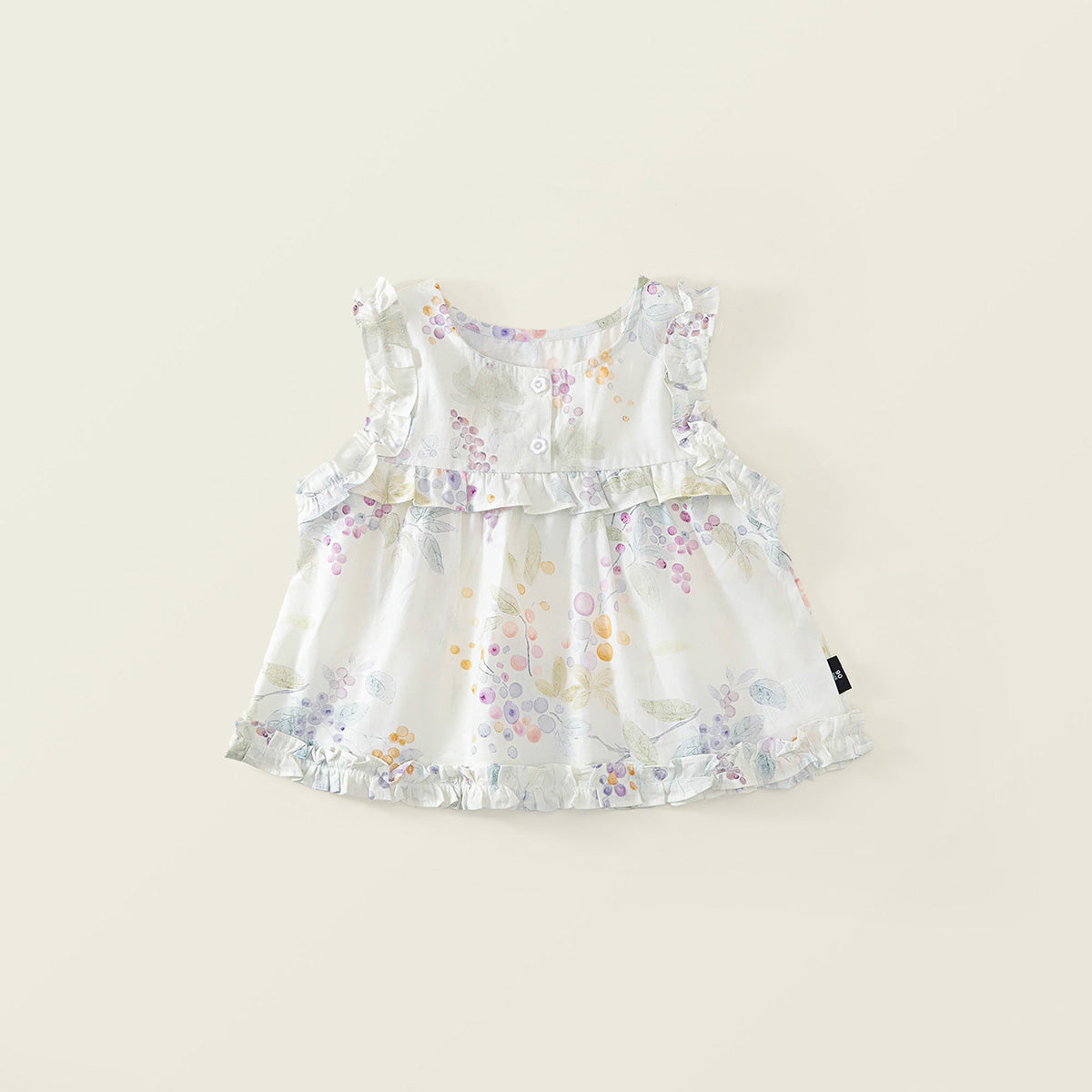 Girls' Floral Ruffle Top & Sage Green Shorts Set-K6126078