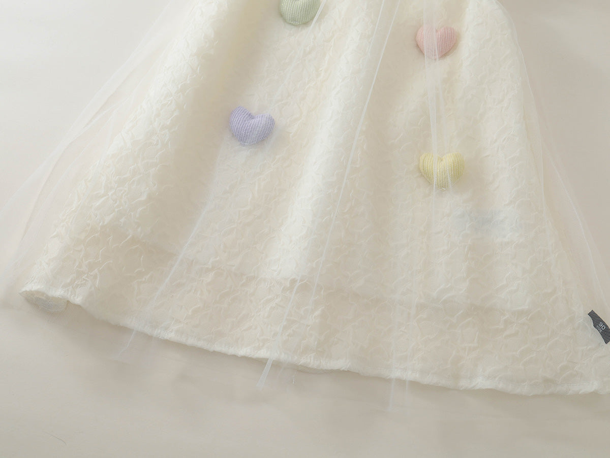 Girls' Tulle Overlay Dress with 3D Heart Appliqués (2 Colors) -K6126062