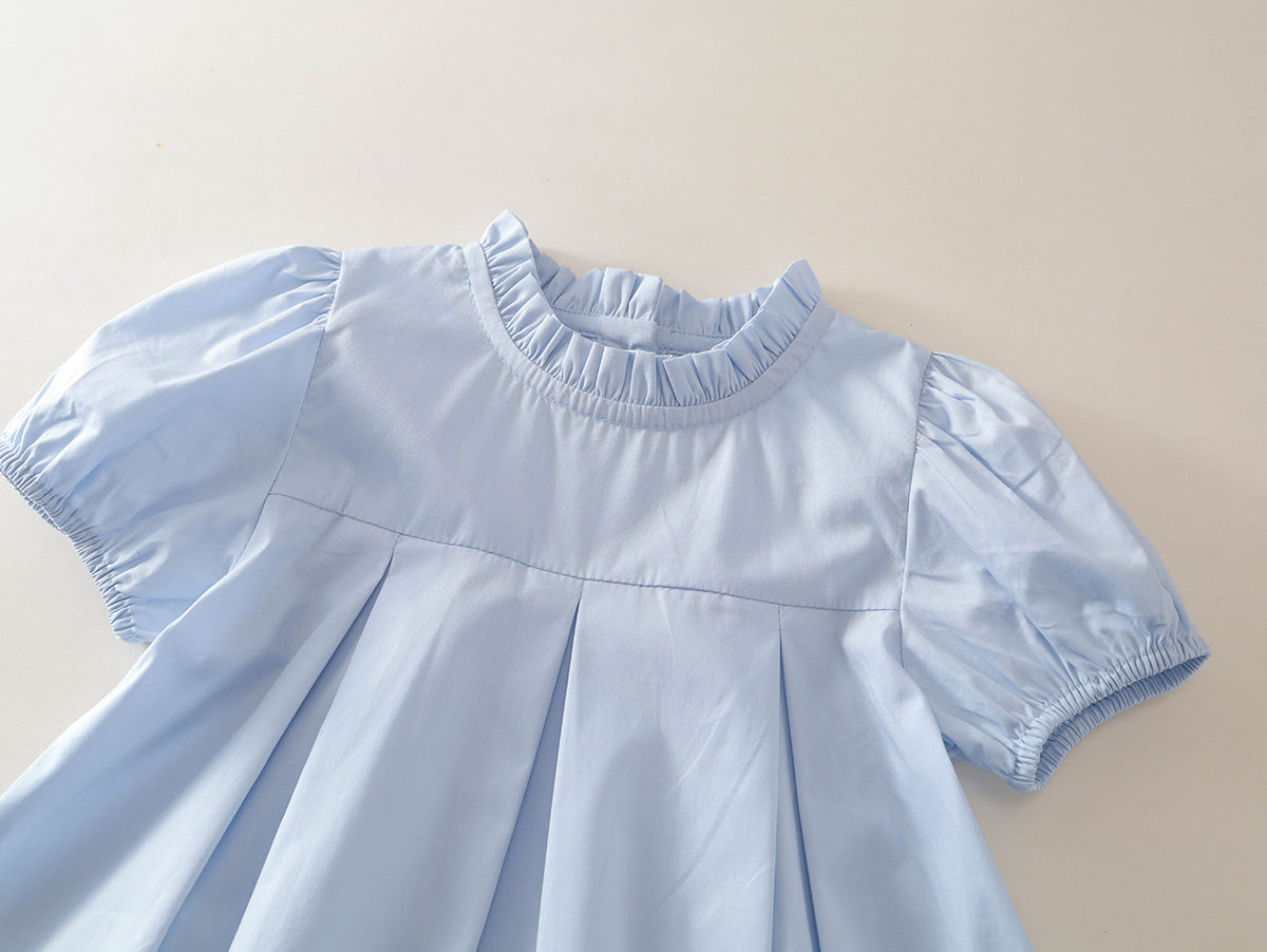 Girl's Puff Sleeve Pleated Toddler Dress (2 Colors) - K6126033