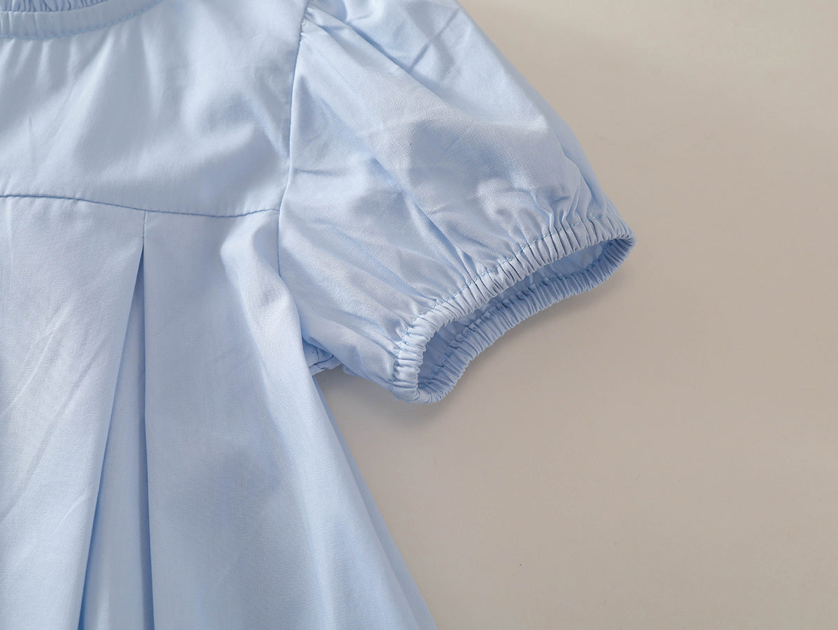 Girl's Puff Sleeve Pleated Toddler Dress (2 Colors) - K6126033
