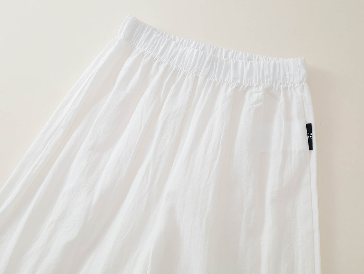 Girls' Blue Ruffle-Sleeve Top & White Pants Set-K6126160