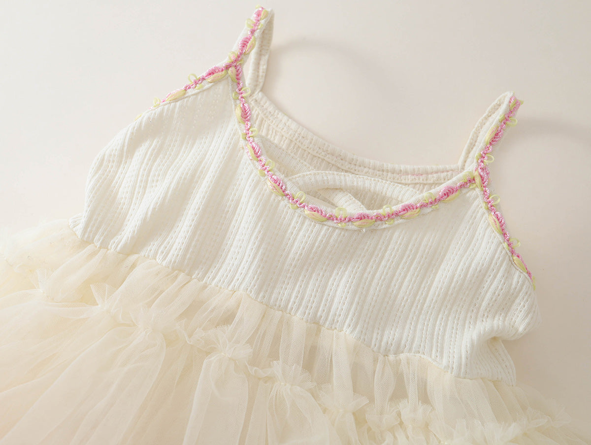 Girls' Ombre Tulle Princess Dress with Rose Appliqué - K6126057