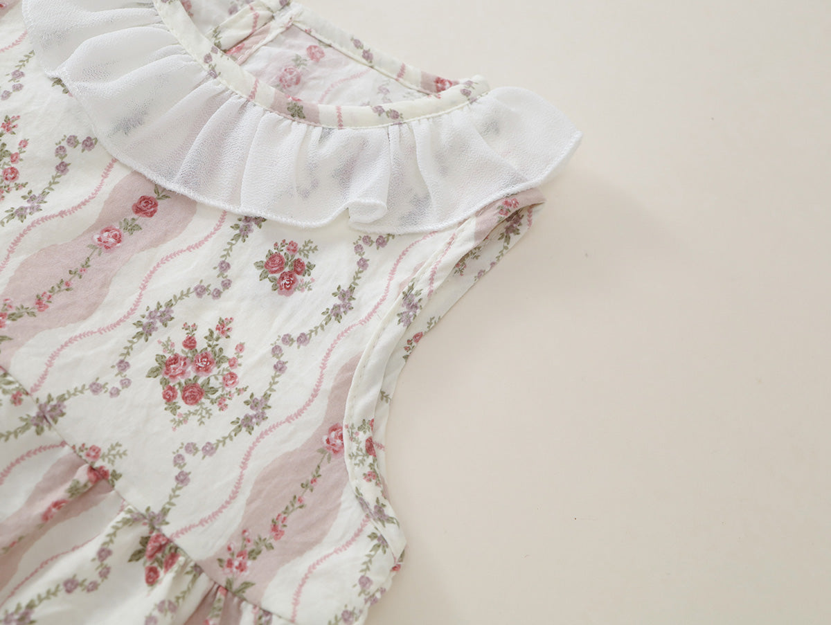 Girls' Ruffled Floral Top & Pants Set(2 Colors) - K6126236
