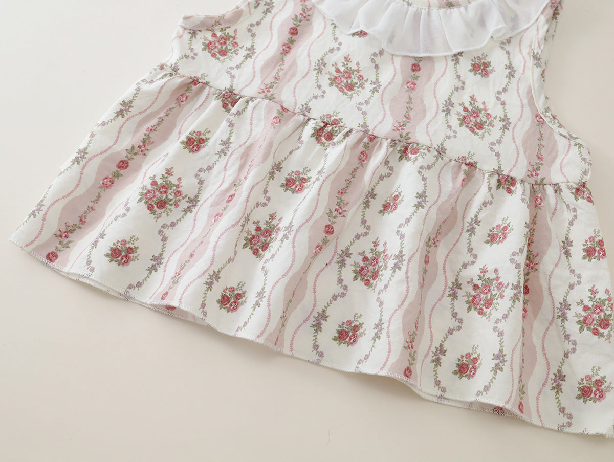 Girls' Ruffled Floral Top & Pants Set(2 Colors) - K6126236