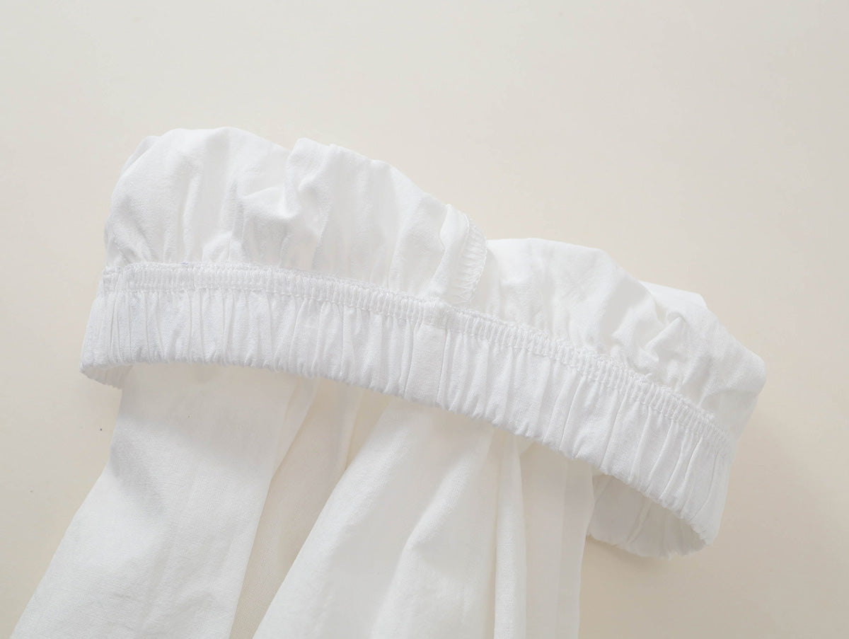 Girls' Blue Ruffle-Sleeve Top & White Pants Set-K6126160
