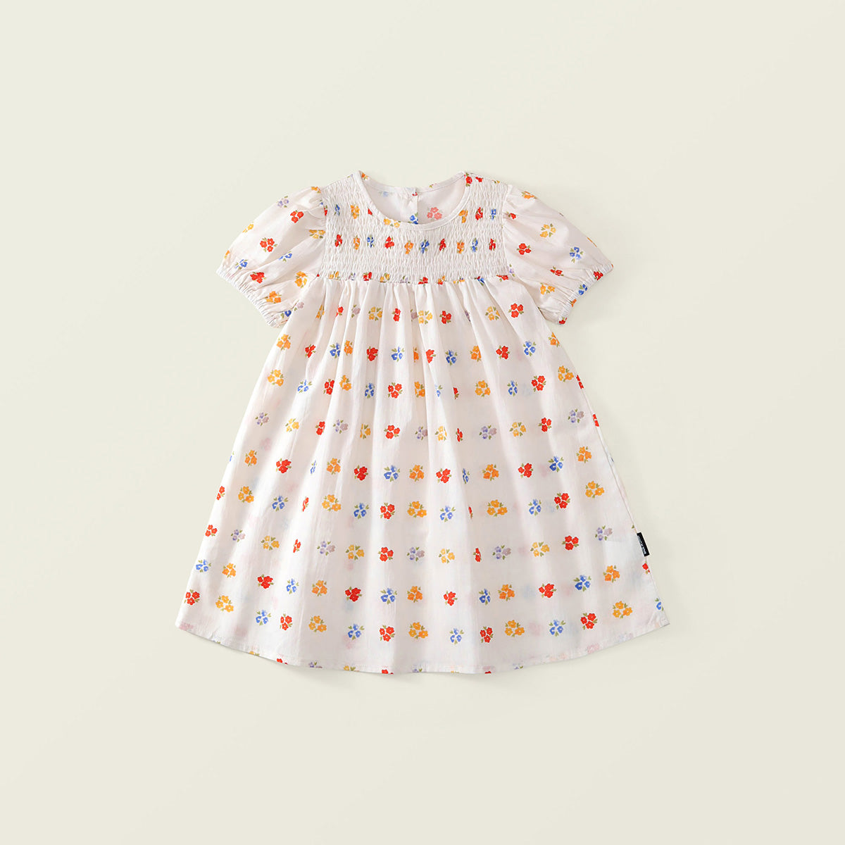 Toddler Girl Floral Puff Sleeve Smocked Dress -K6126148