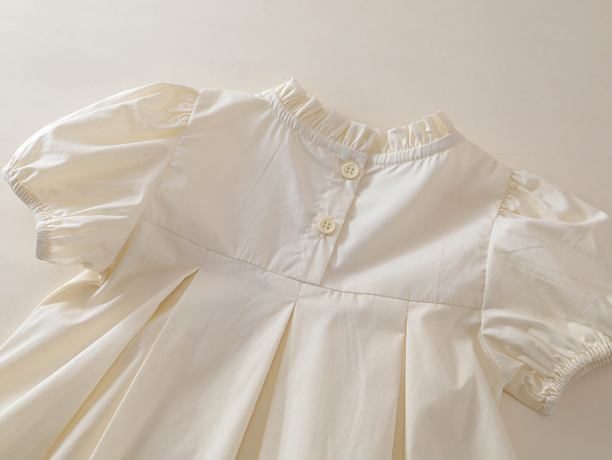 Girl's Puff Sleeve Pleated Toddler Dress (2 Colors) - K6126033