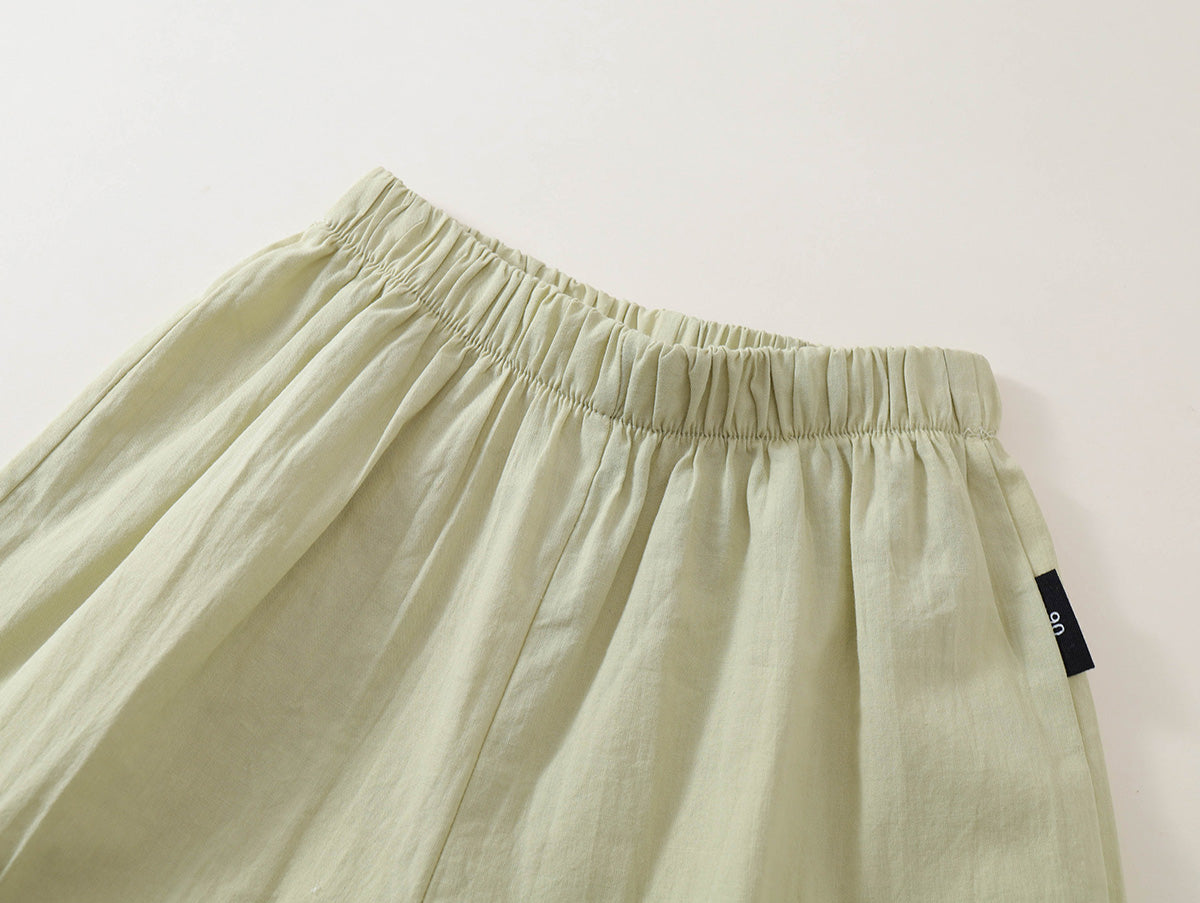 Girls' Floral Ruffle Top & Sage Green Shorts Set-K6126078