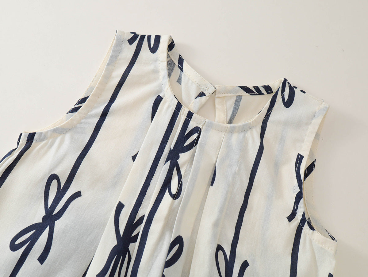 Girls' Bow Print Top & Solid Shorts Set-K6126119
