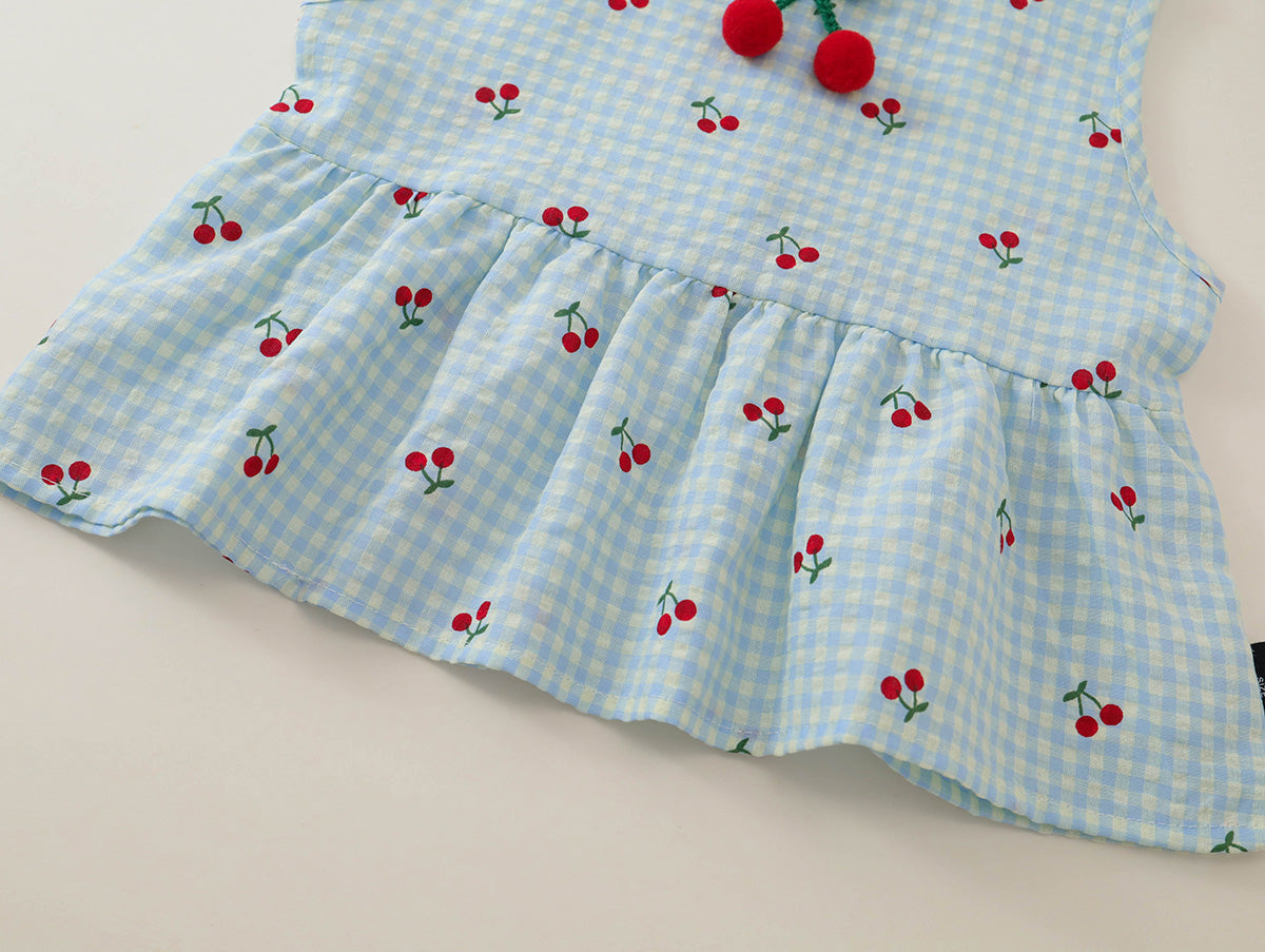 Girls' Cherry Gingham Top & Pants Set-K6126187