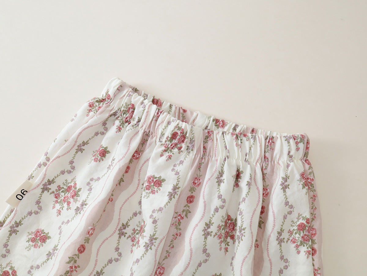 Girls' Ruffled Floral Top & Pants Set(2 Colors) - K6126236