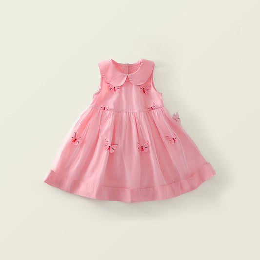 Sleeveless Peter Pan Collar Tulle Toddler Dress -K6126044