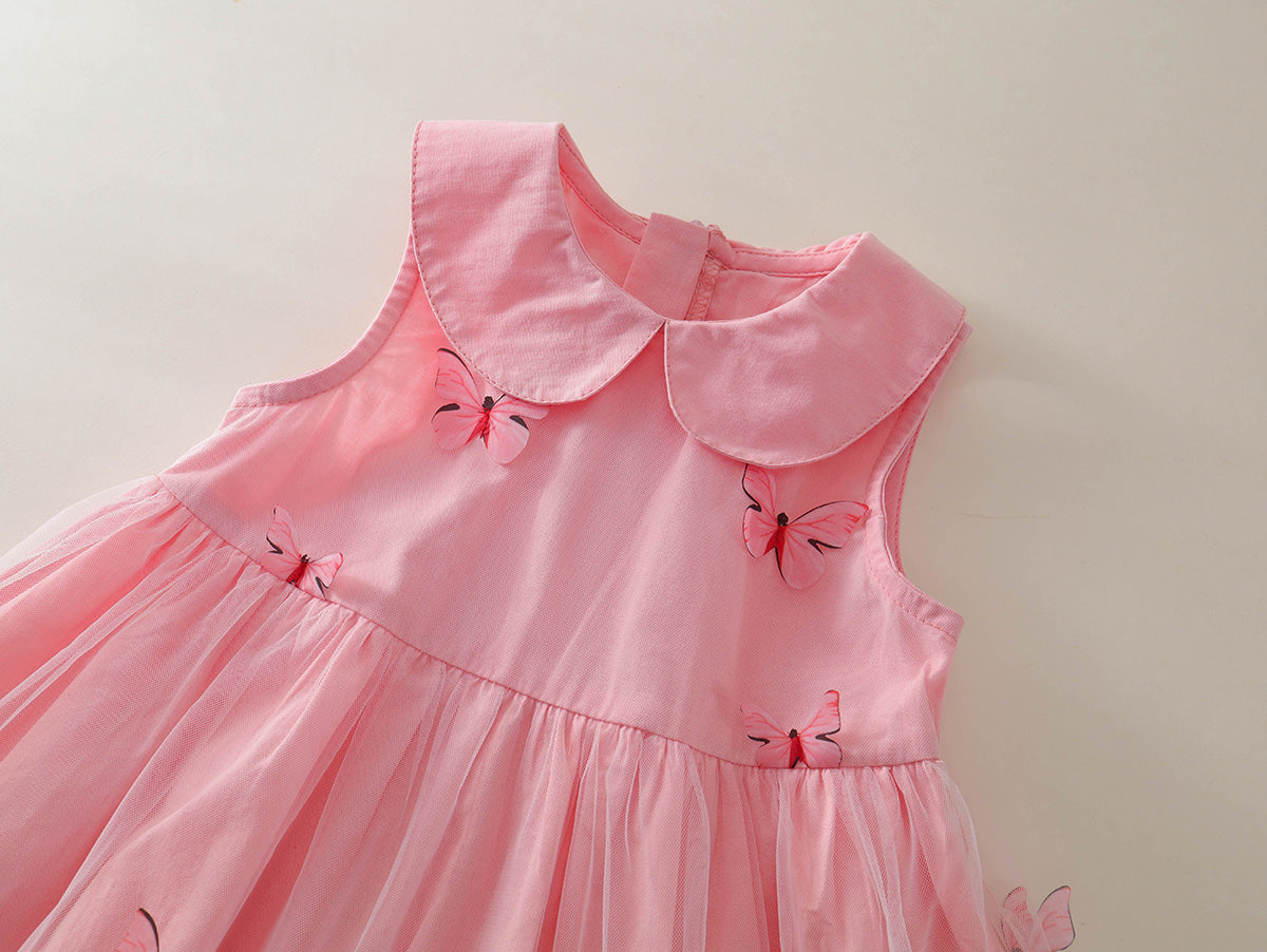 Sleeveless Peter Pan Collar Tulle Toddler Dress -K6126044