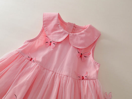 Sleeveless Peter Pan Collar Tulle Toddler Dress -K6126044