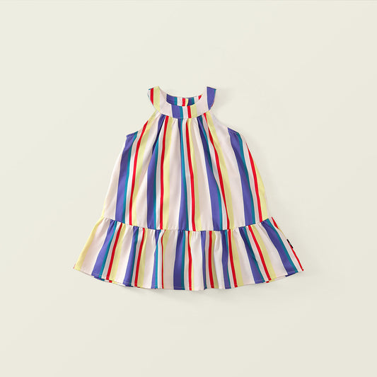 Toddler Girl Rainbow Stripe Halter Dress -K6126175