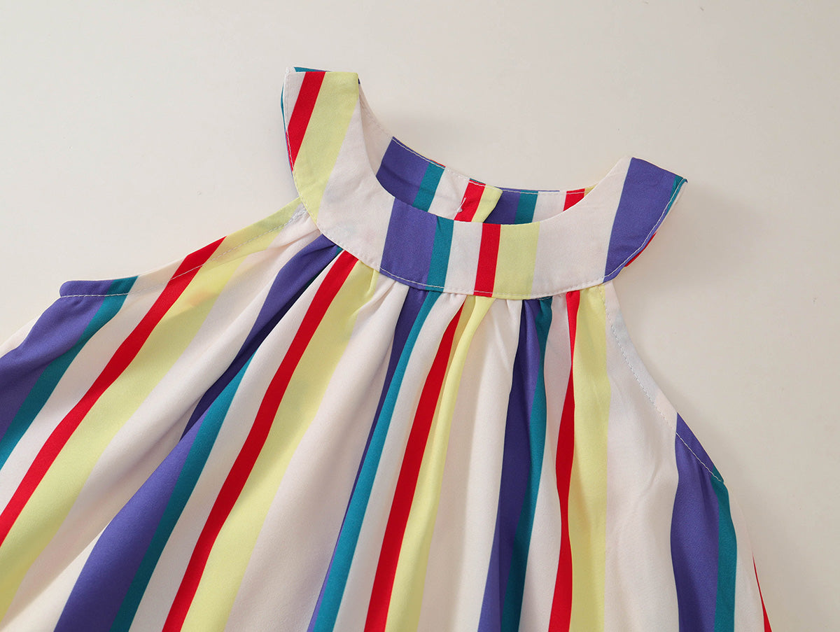 Toddler Girl Rainbow Stripe Halter Dress -K6126175