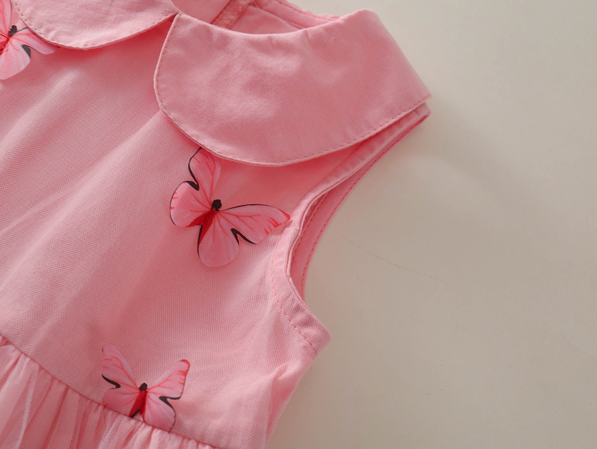 Sleeveless Peter Pan Collar Tulle Toddler Dress -K6126044