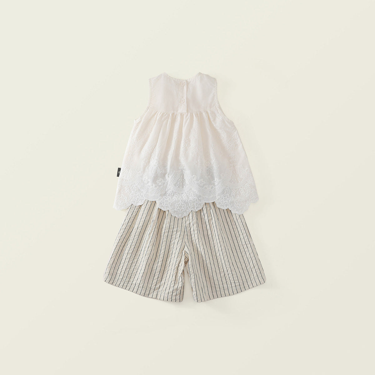 Girls' Lace Top & Striped Shorts Set -K6126043