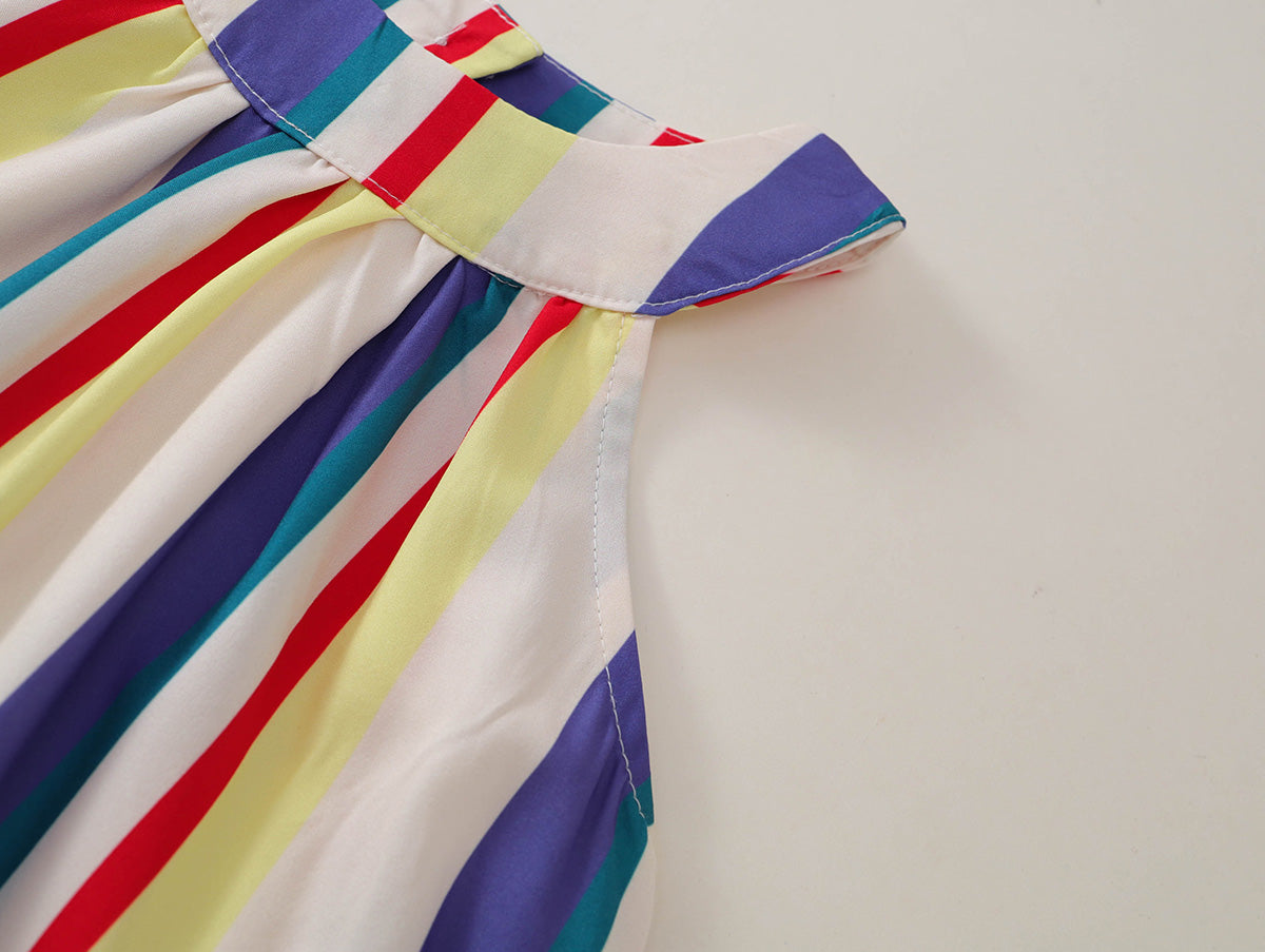 Toddler Girl Rainbow Stripe Halter Dress -K6126175