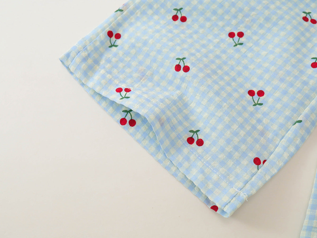 Girls' Cherry Gingham Top & Pants Set-K6126187
