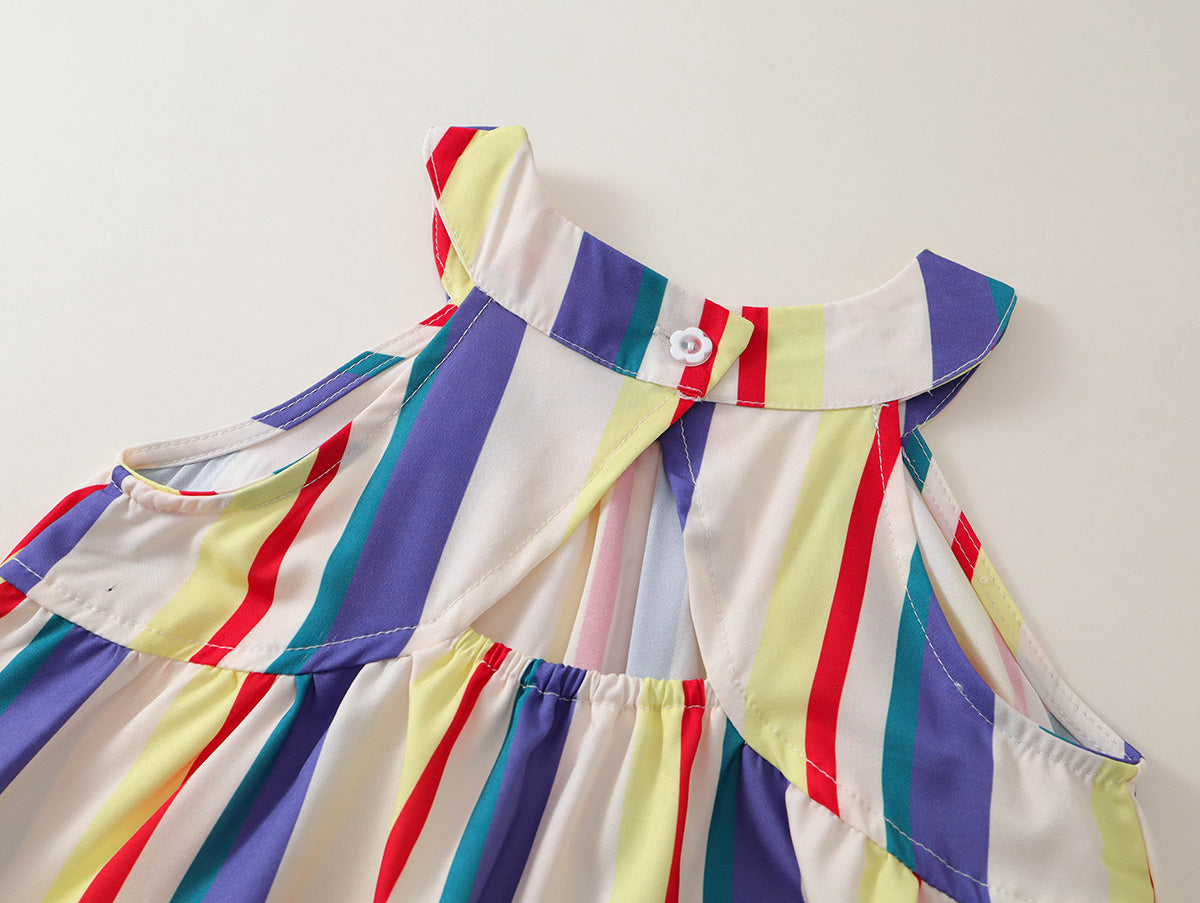 Toddler Girl Rainbow Stripe Halter Dress -K6126175