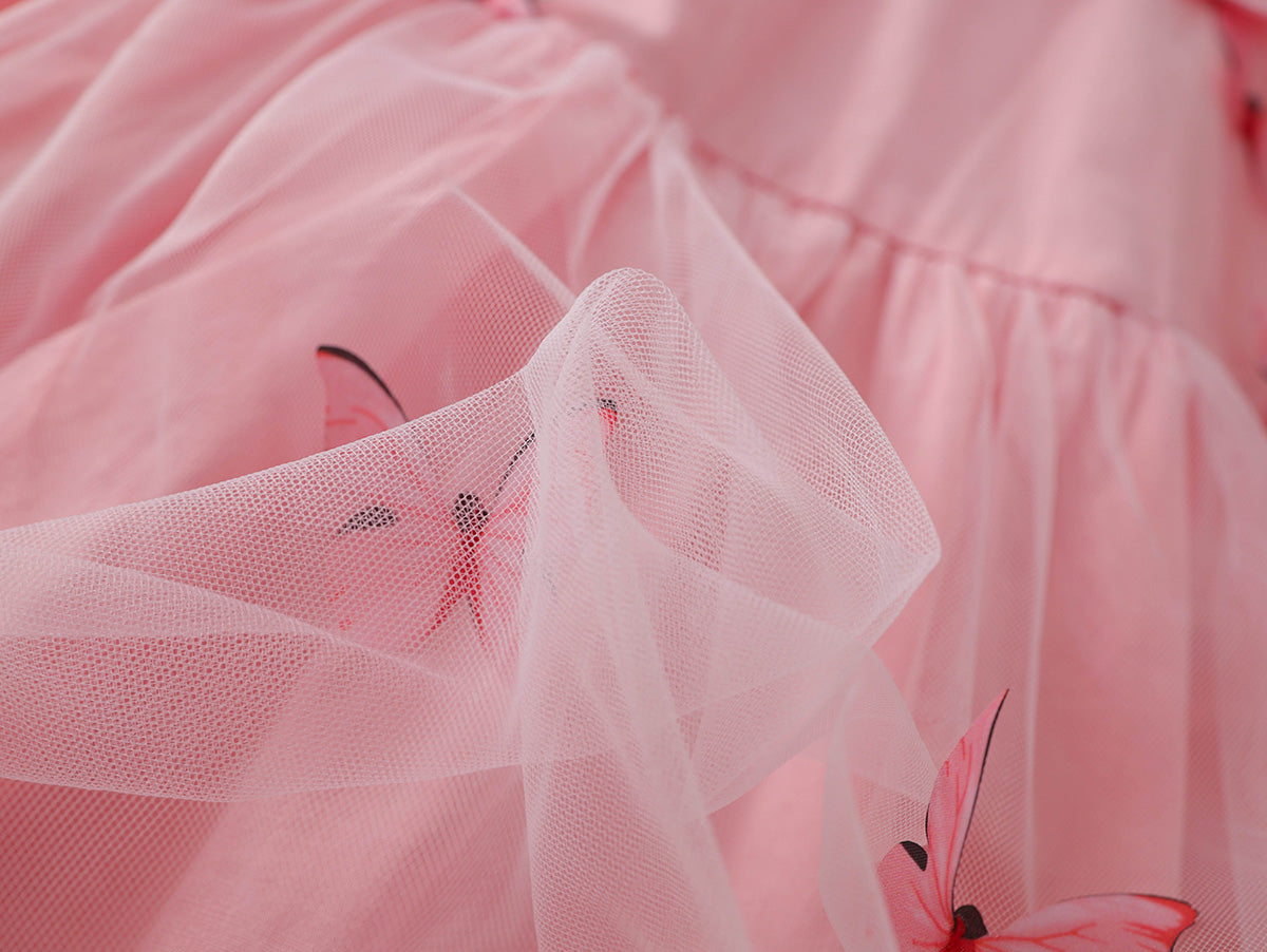 Sleeveless Peter Pan Collar Tulle Toddler Dress -K6126044