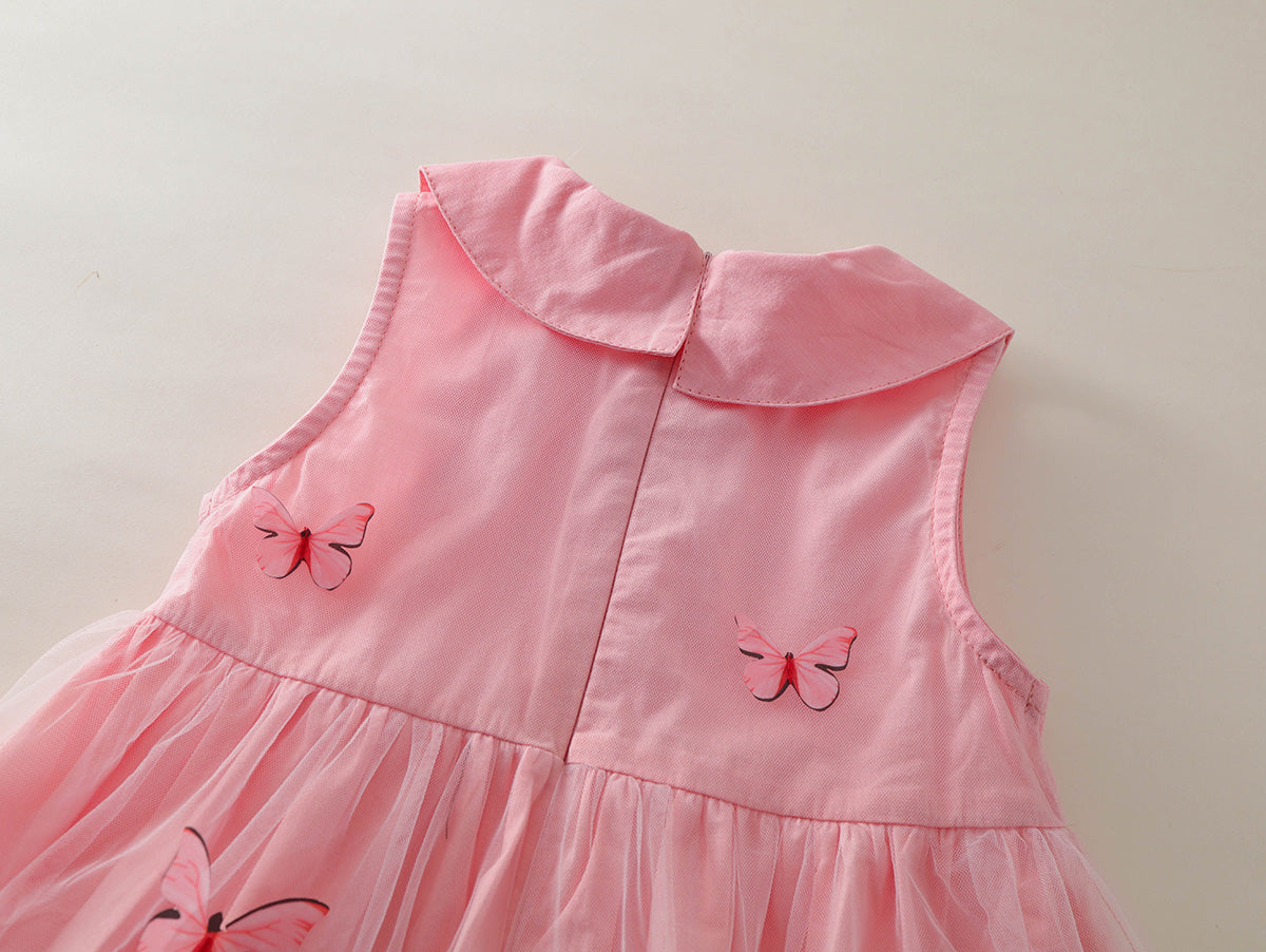 Sleeveless Peter Pan Collar Tulle Toddler Dress -K6126044
