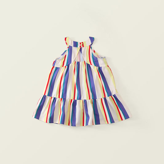 Toddler Girl Rainbow Stripe Halter Dress -K6126175